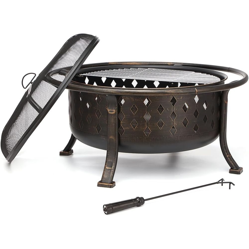 Fire Pit Bowl - 36 Inch Outdoor Wood Burning Fire