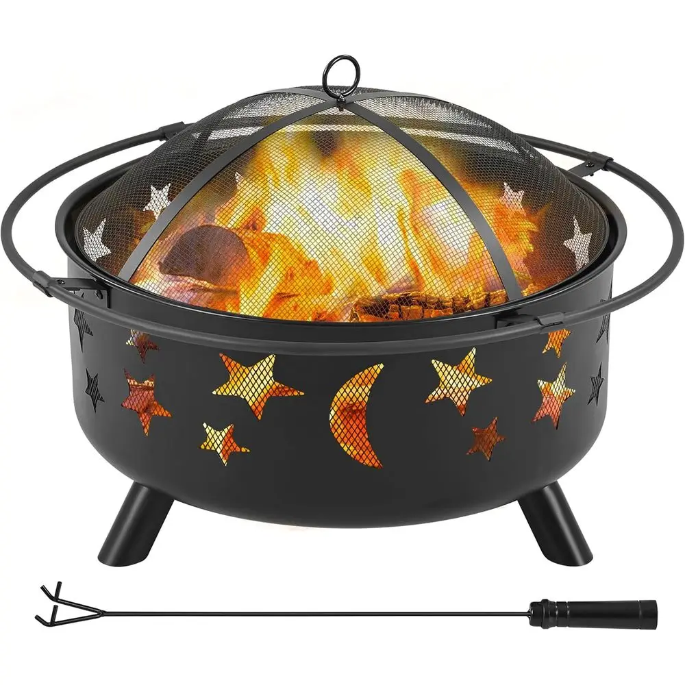 Fire Pit Bowl - Large Outdoor Fire Pit with Wood