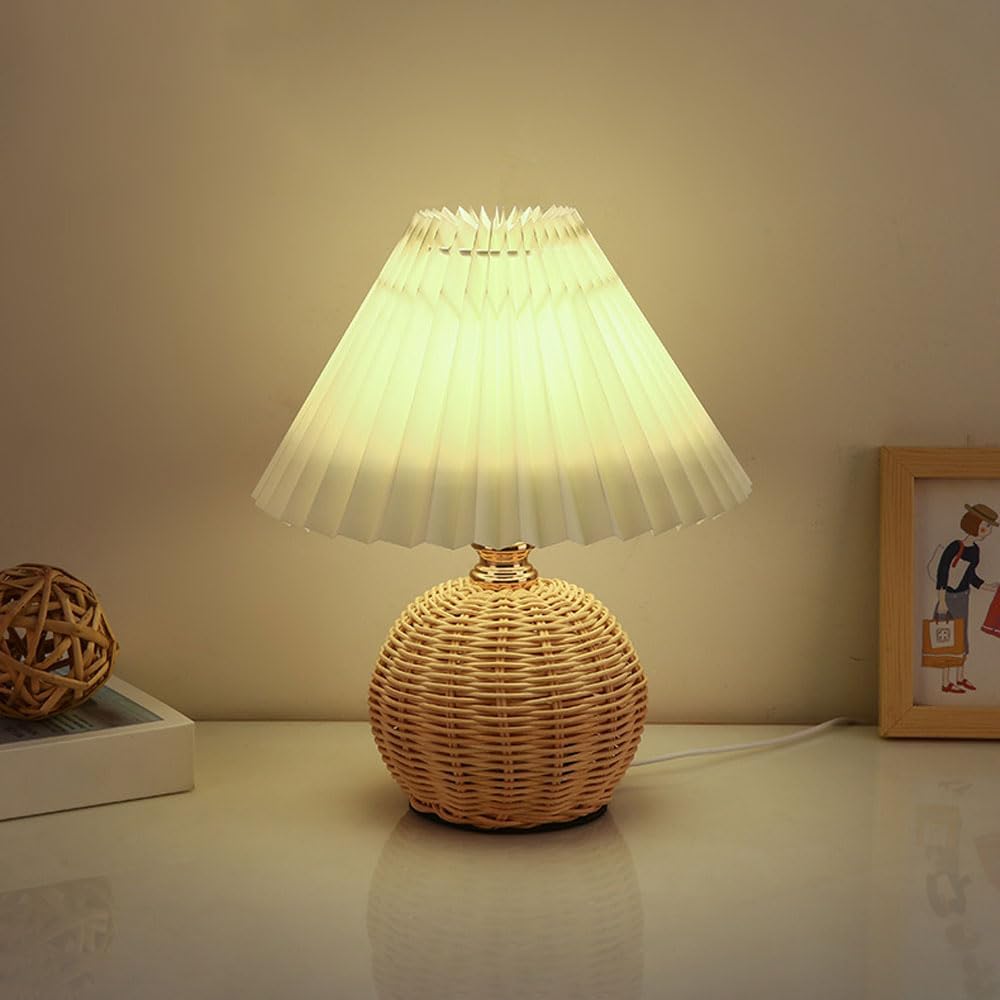 Outdoor Furniture Rh - SCKDAY LED Pleated Table Lamp Rattan