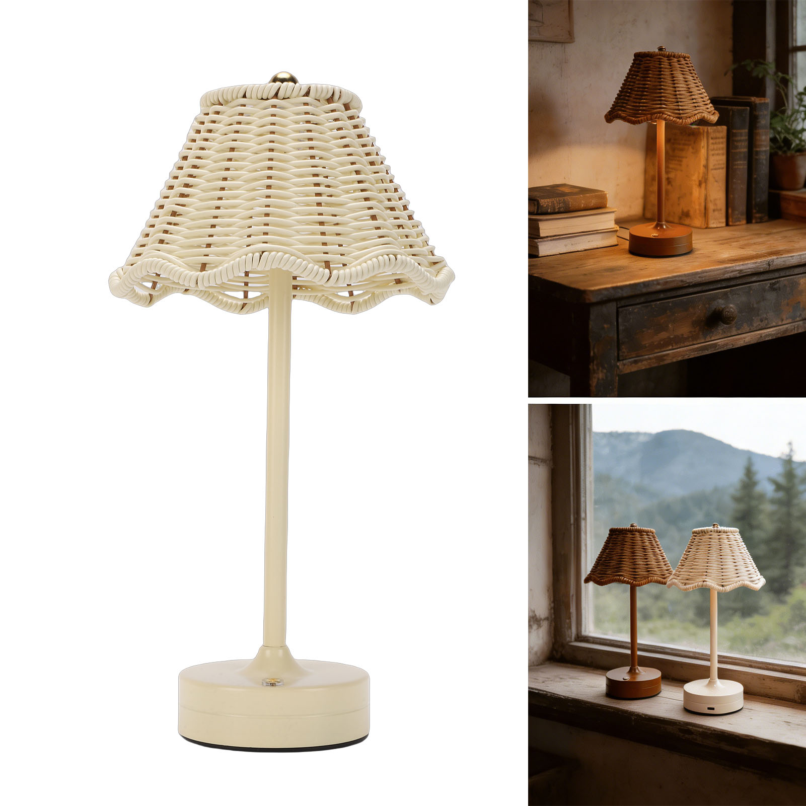 Outdoor Furniture Rh - LED Vintage Rattan Table Lamp 3