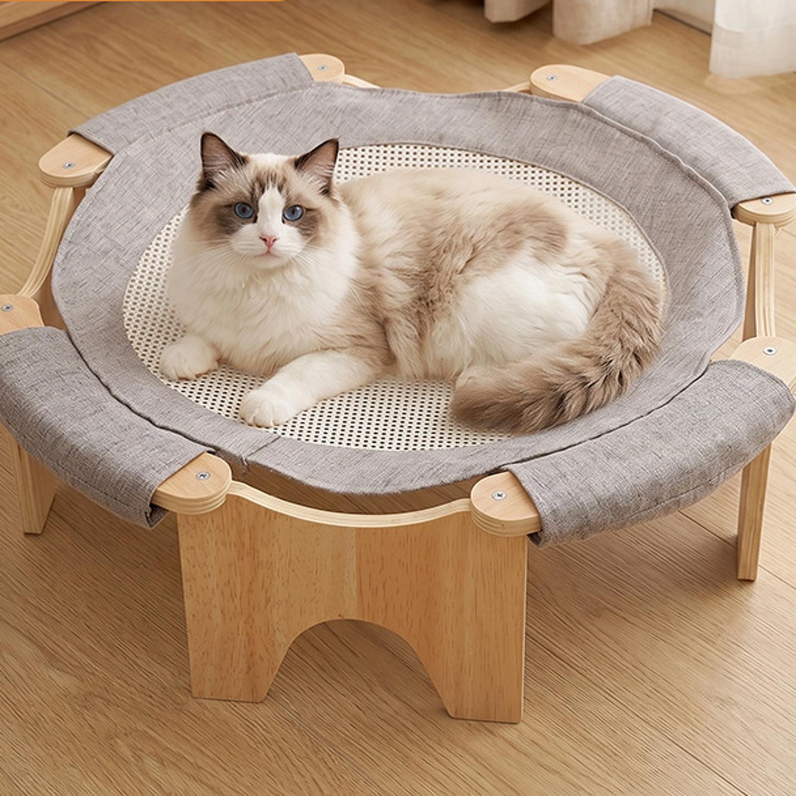 Outdoor Furniture Durable - Elevated Pet Bed Wooden Cat Hammock