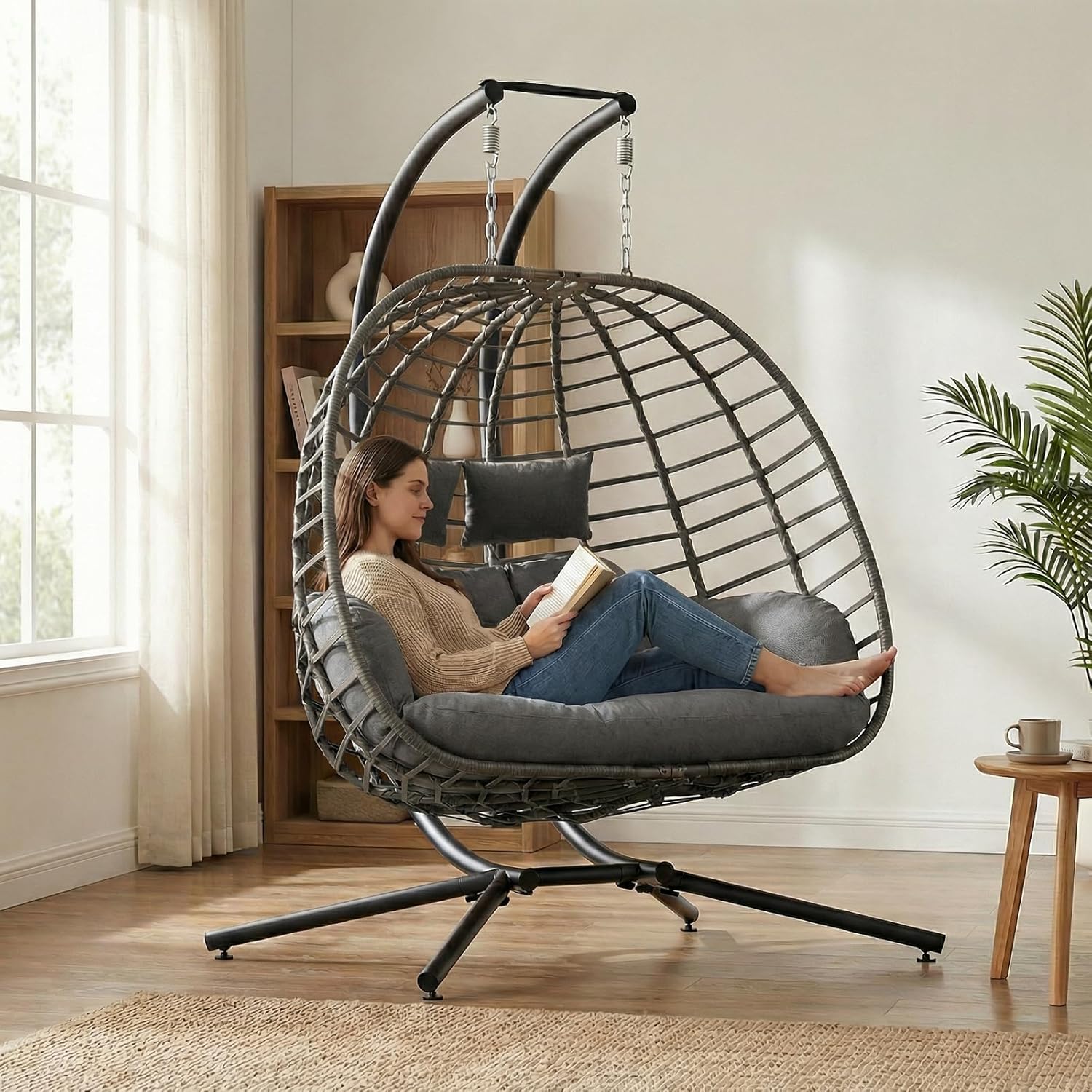 Outdoor Furniture Egg Chair - 2 Person Egg Swing Chair with