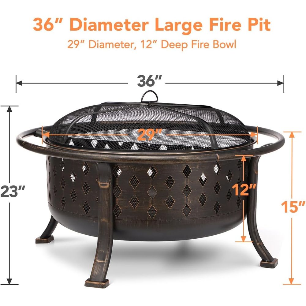 36 Inch Outdoor Wood Burning F - Fire Pit Bowl ulasan dan harga