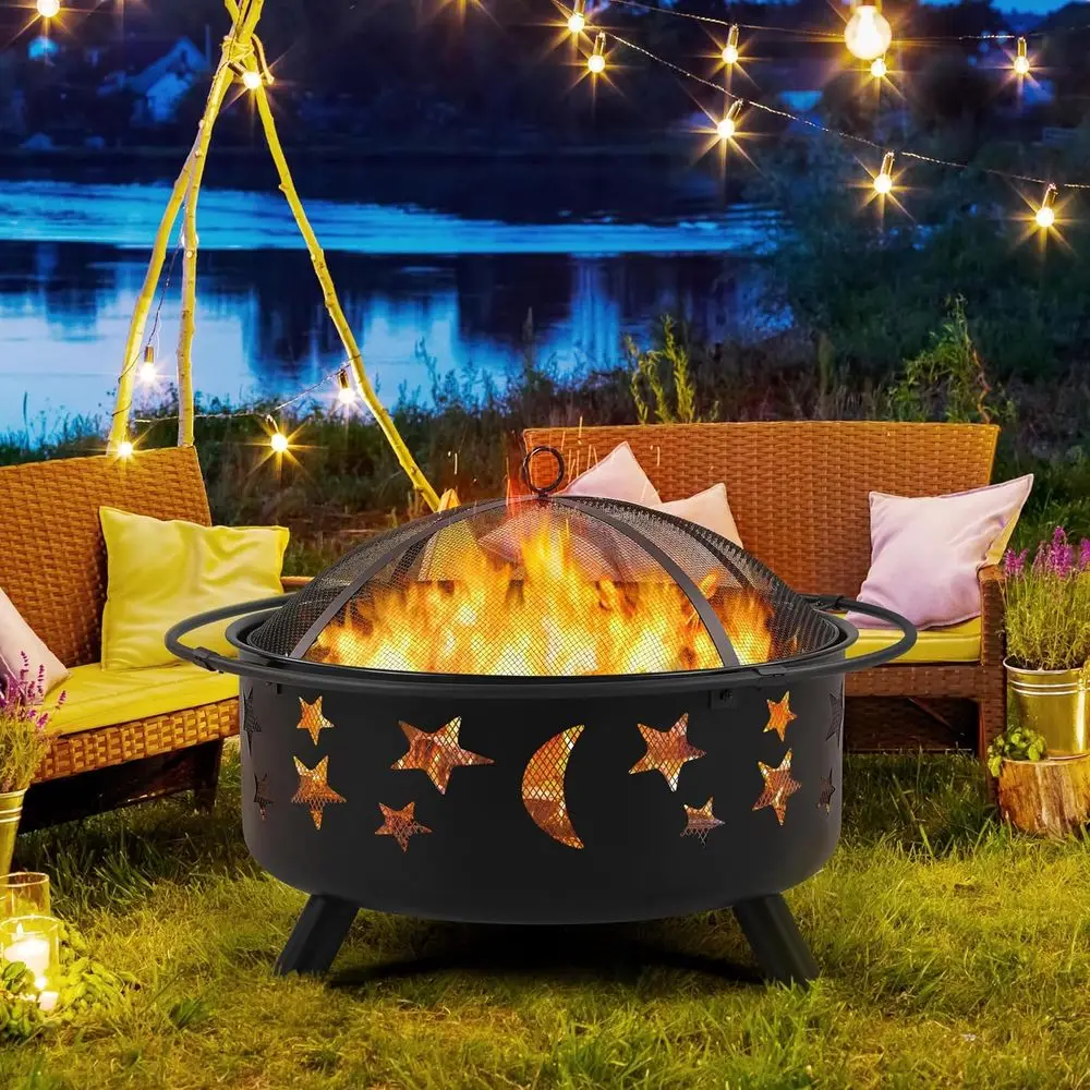 Large Outdoor Fire Pit with Wo - Fire Pit Bowl ulasan dan harga