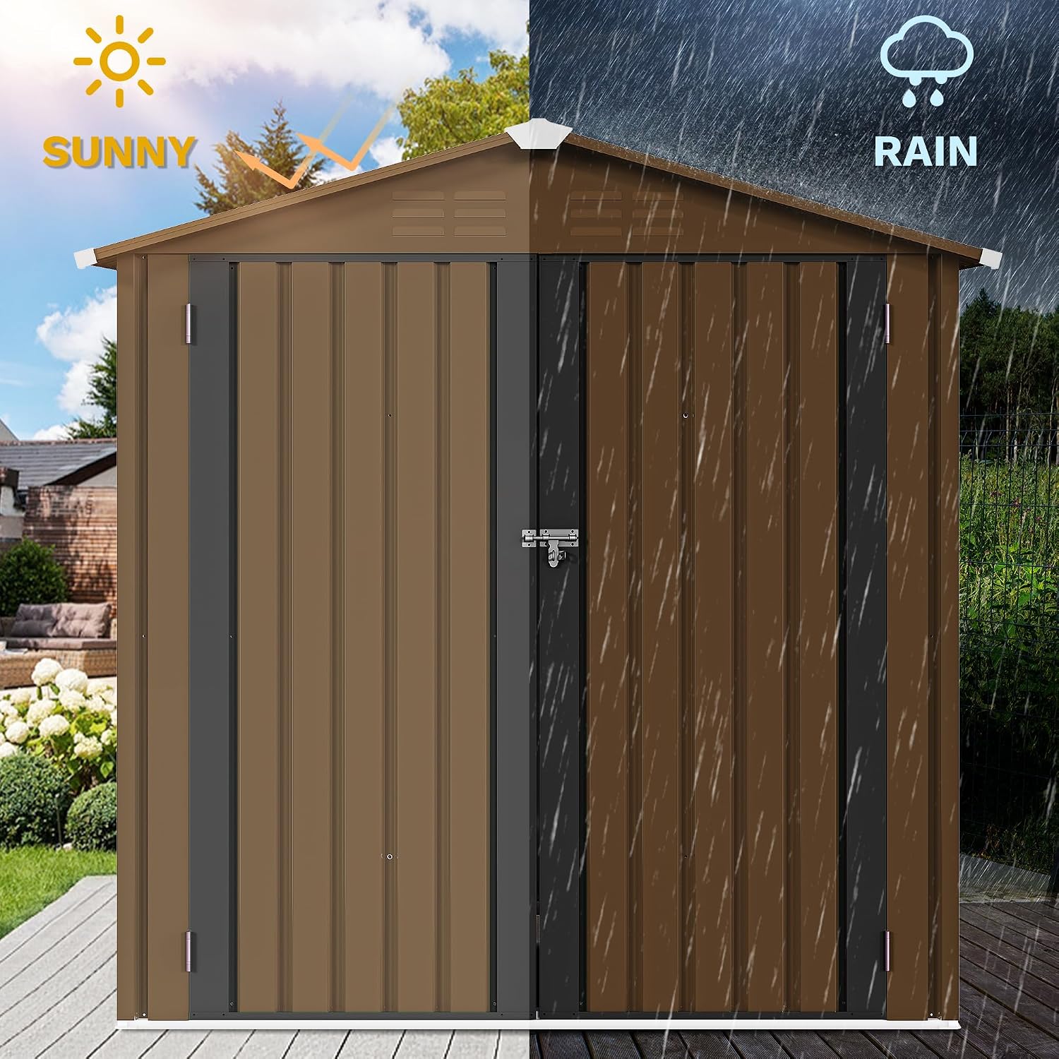 6x4ft Metal Outdoor Storage Sh - Outdoor Furniture Waterproof ulasan dan harga