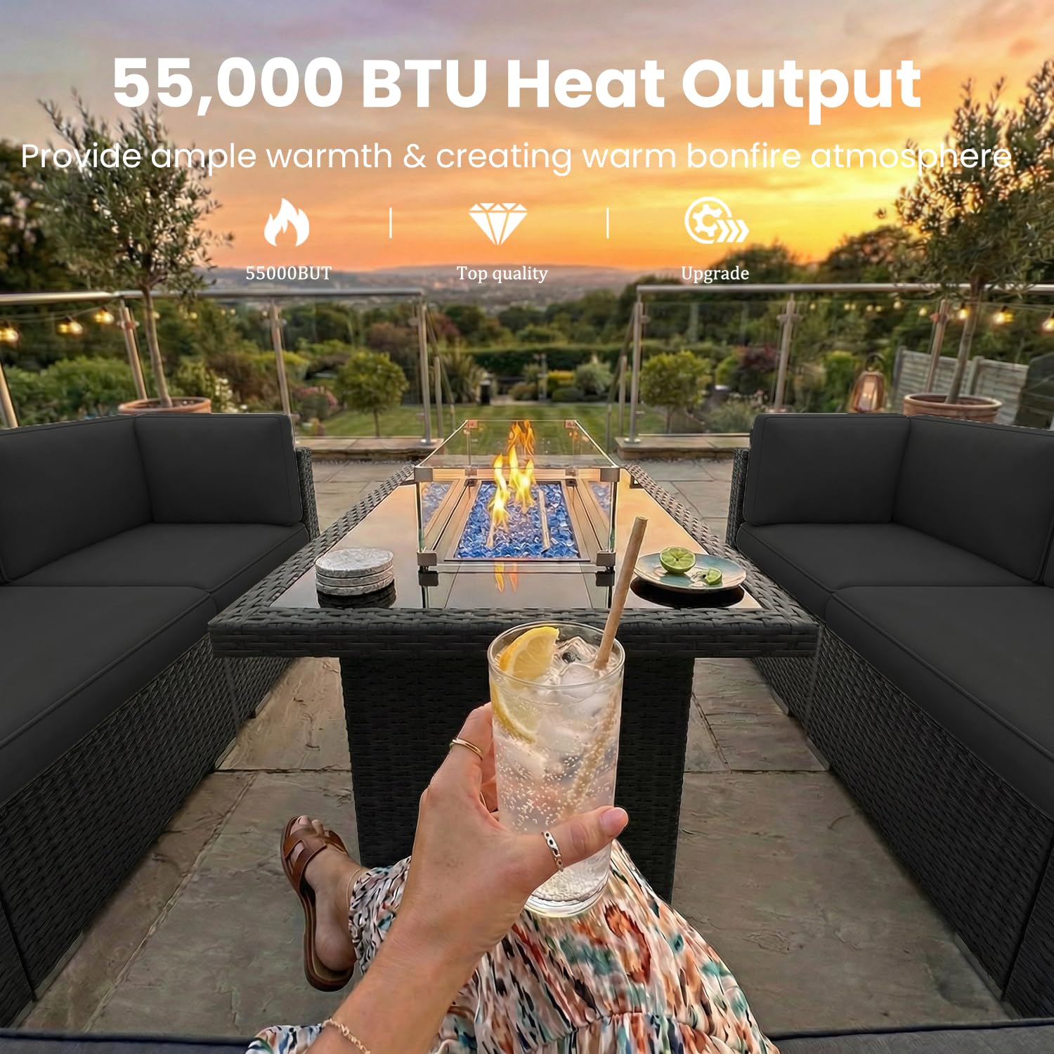 8 Pieces Patio Furniture Set w - Outdoor Furniture With Fire Pit Table ulasan dan harga