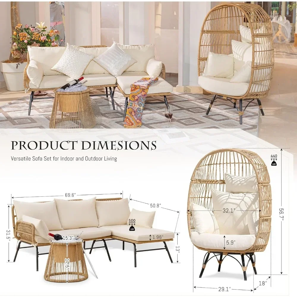 A 3/4/5 Piece Boho Outdoor Pat - Outdoor Furniture Egg Chair ulasan dan harga