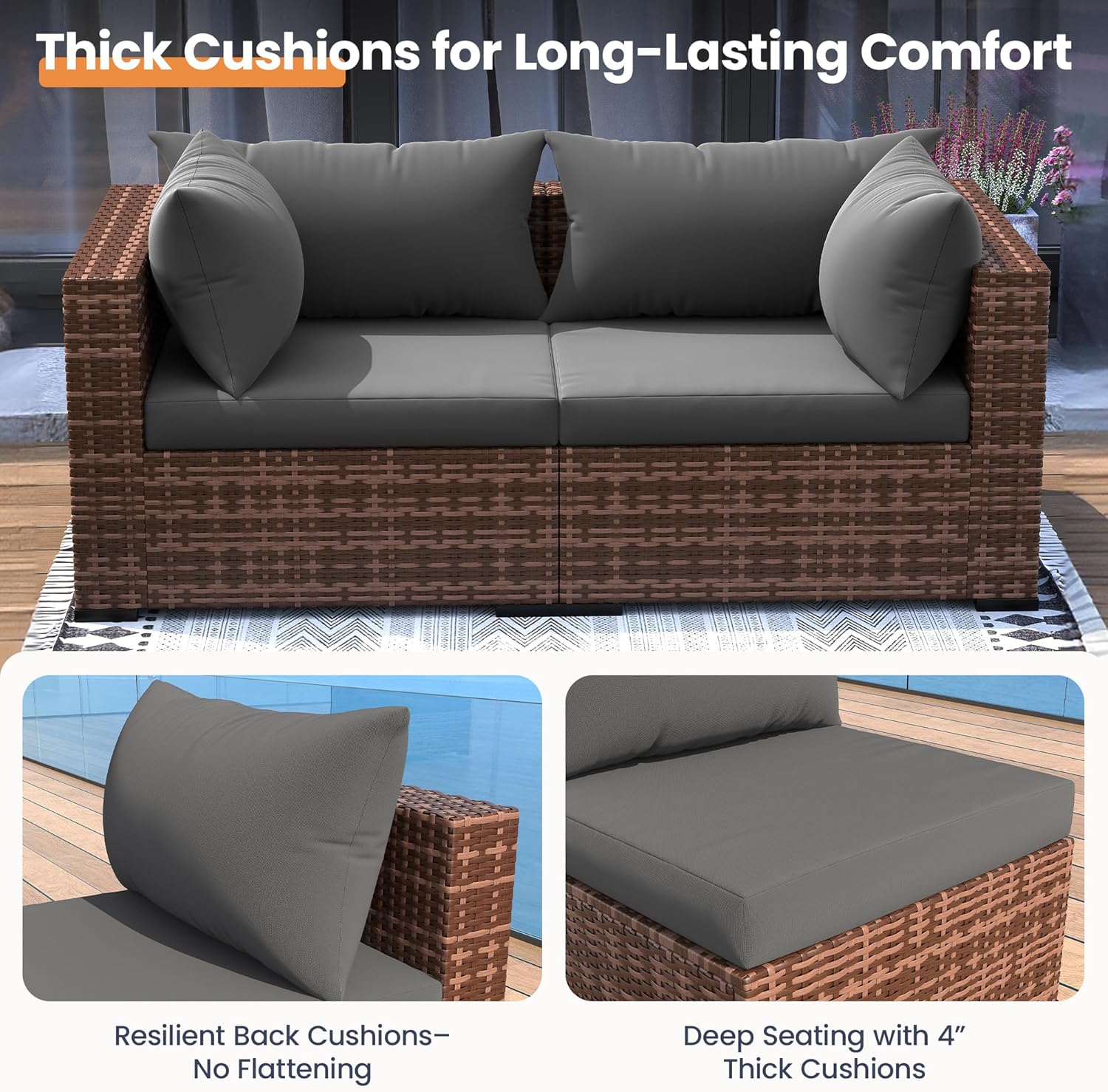5-Piece Outdoor Sectional Sofa - Outdoor Furniture With Fire Pit Table ulasan dan harga