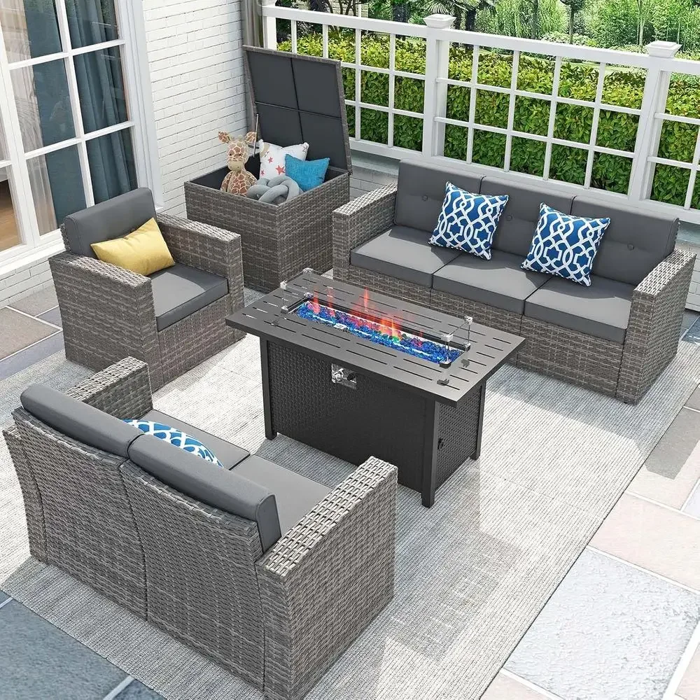 8-Piece Patio Furniture Set wi - Outdoor Furniture With Fire Pit Table ulasan dan harga