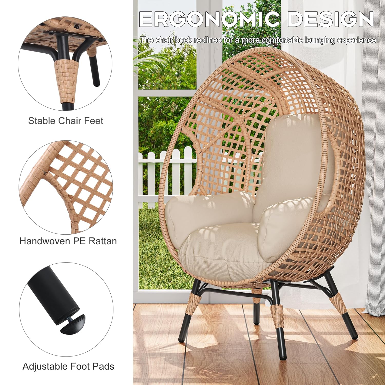 Elegant Arc Back Hanging Egg C - Outdoor Furniture Egg Chair ulasan dan harga