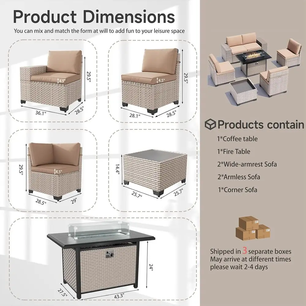 7-Piece Outdoor Patio Furnitur - Outdoor Furniture With Fire Pit Table ulasan dan harga