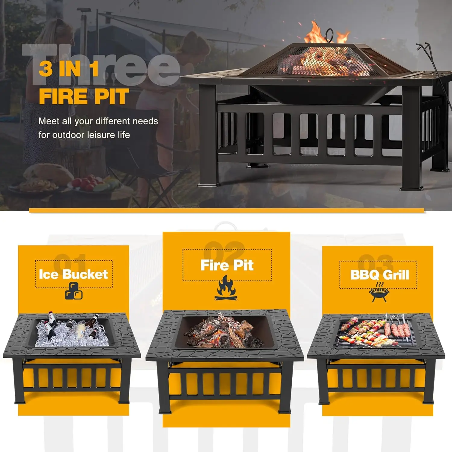 Outdoor Fire Pit, 32 Inch Fire - Outdoor Furniture With Fire Pit Table ulasan dan harga