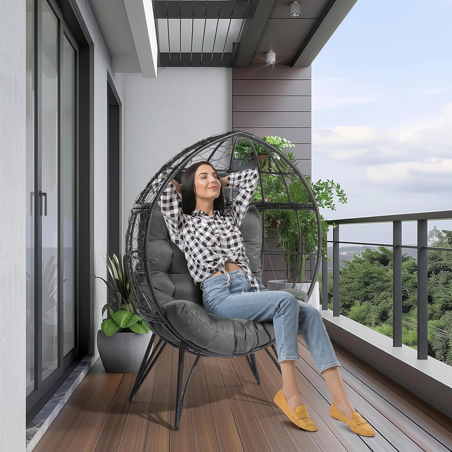 Oversized Wicker Egg Chair Cus - Outdoor Furniture Egg Chair ulasan dan harga