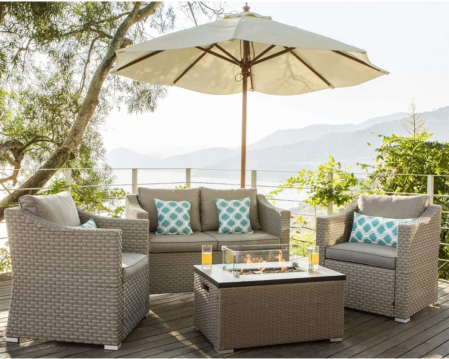 -Outdoor Furniture 5-Piece Wic - Outdoor Furniture With Fire Pit Table ulasan dan harga
