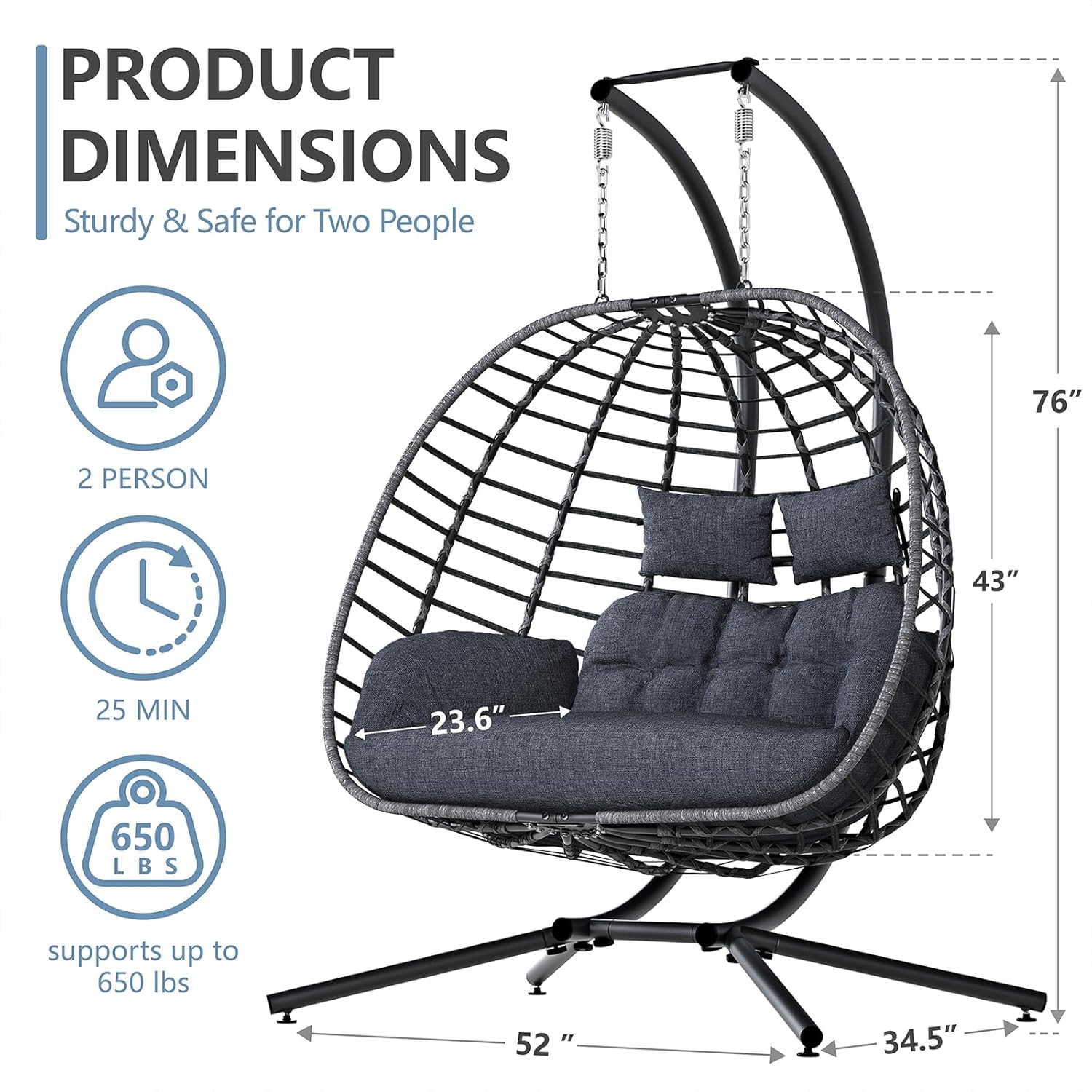 2 Person Egg Swing Chair with  - Outdoor Furniture Egg Chair ulasan dan harga
