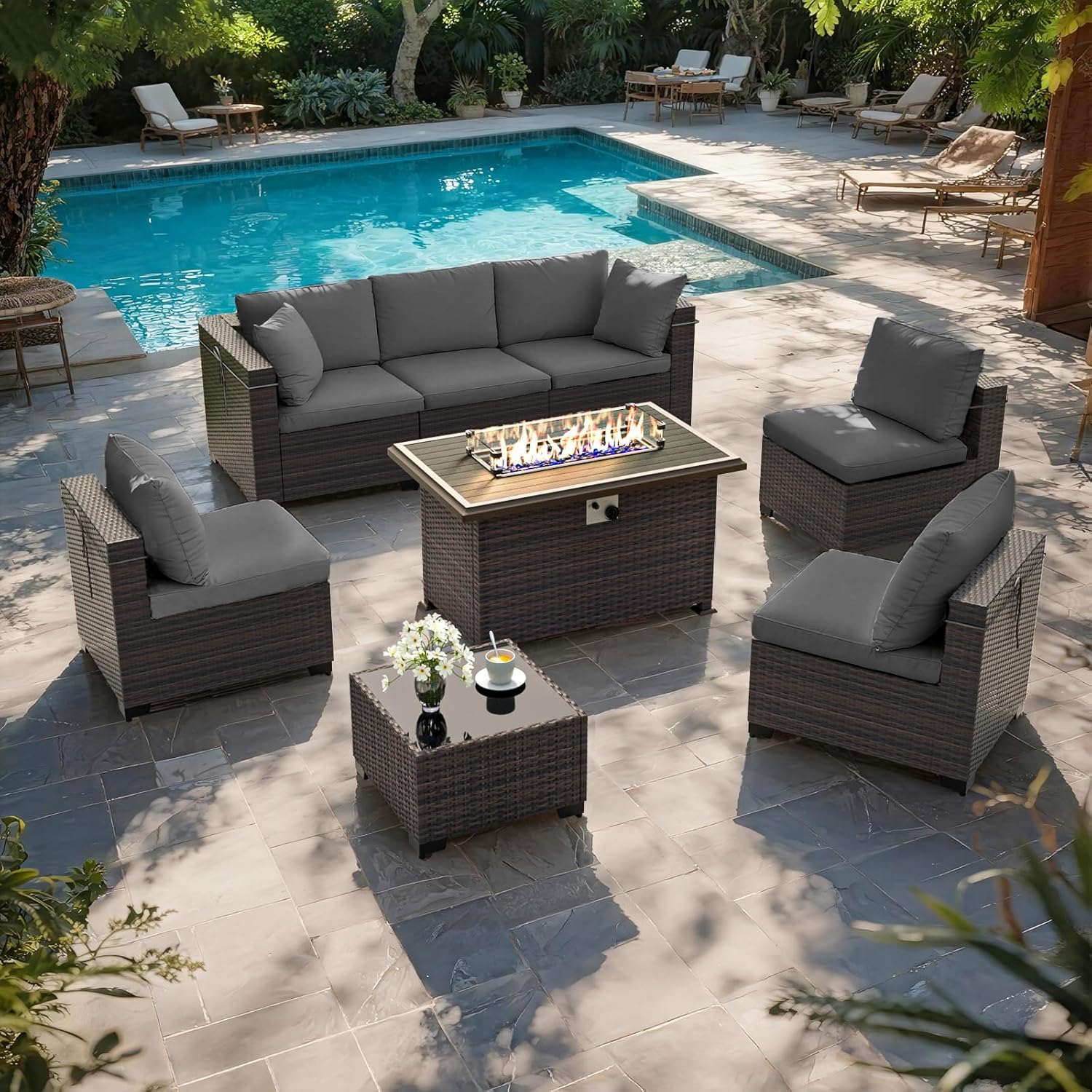 Patio Furniture Set with Fire  - Outdoor Furniture With Fire Pit Table ulasan dan harga